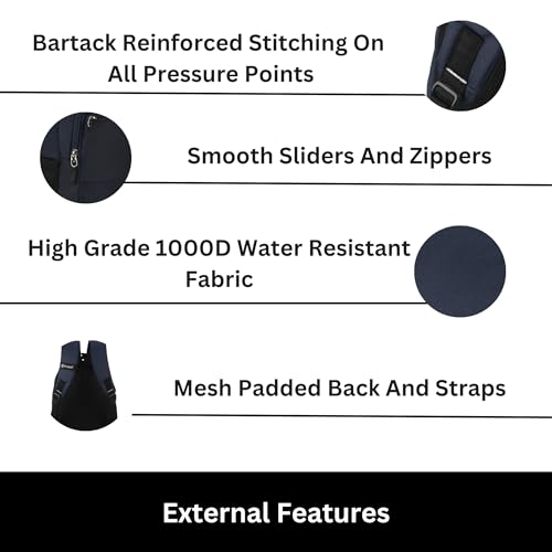 HYDER Flow 30L Multipurpose Backpack For Men,Women, Boys And Girls Bags for College, School, Travel, Office and Daily Use - Durable, Comfortable, and Stylish Bag/Backpacks (Blue) - Image 5