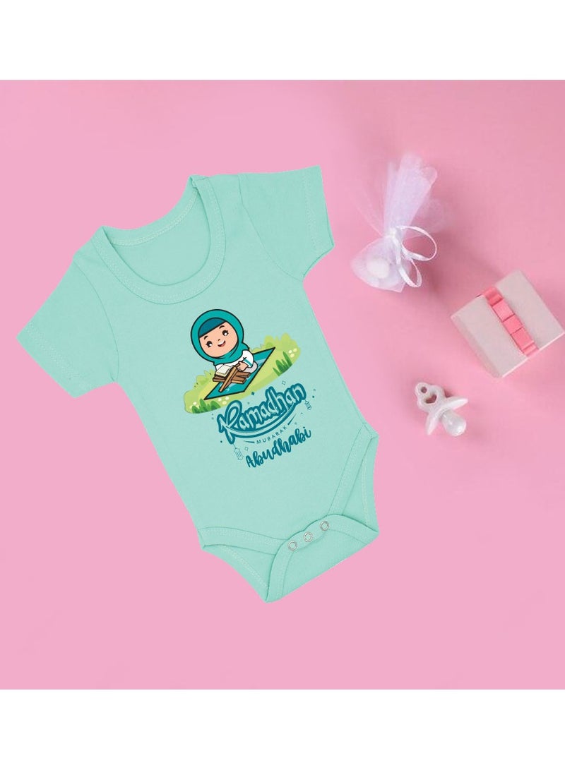 PRINTSHOP4ME My First Ramadan Abu Dhabi Printed Outfit - Romper for Newborn Babies - Short Sleeve Cotton Baby Romper for Baby Girls - Celebrate Baby's First Ramadan in Style  - Image 3