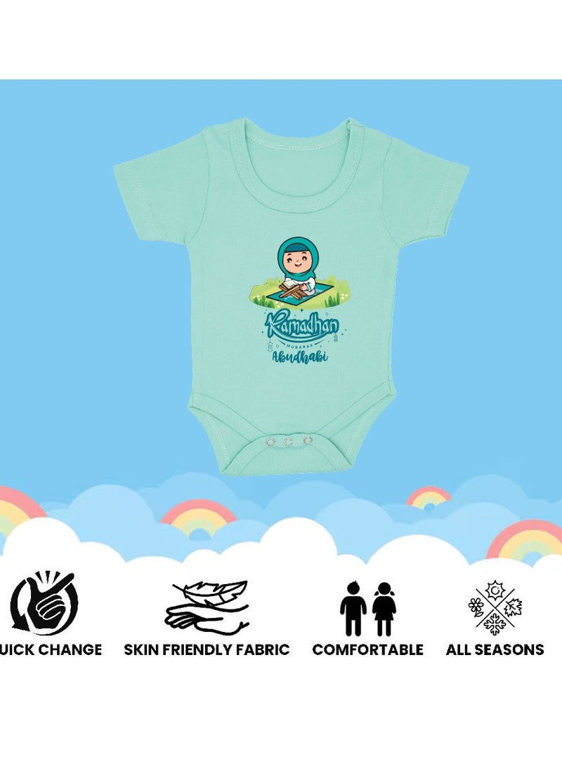 PRINTSHOP4ME My First Ramadan Abu Dhabi Printed Outfit - Romper for Newborn Babies - Short Sleeve Cotton Baby Romper for Baby Girls - Celebrate Baby's First Ramadan in Style  - Image 5