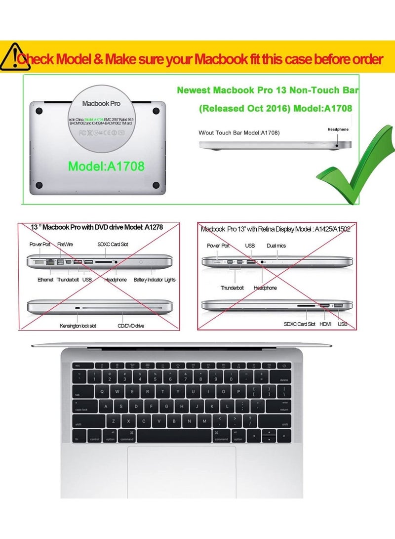 AMM Compatible with Mac Book New Pro 13 inch Case 2018/2017/2016 Model A1988 A1708 (Non Touch Bar) Ultra Slim Plastic Hard Shell Case with US Layout English Keyboard Cover Black Marble - Image 2