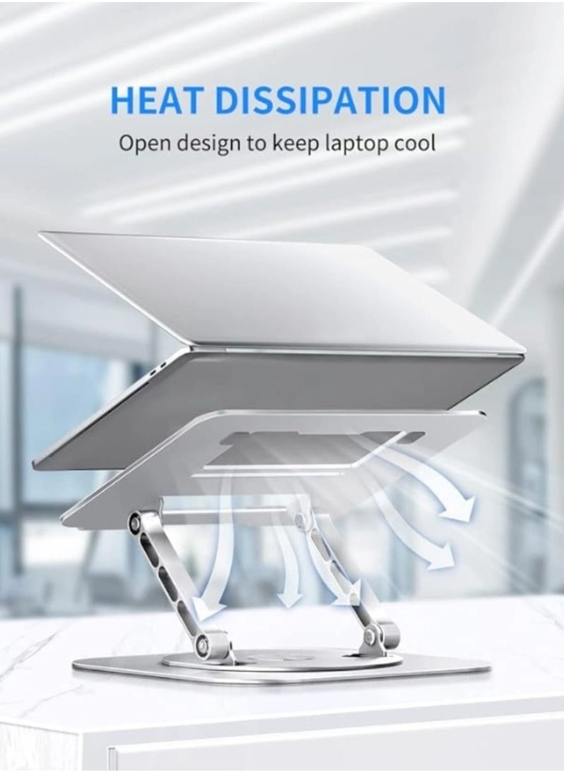 BEILINGDUN - Laptop Stand for Desk, Adjustable Computer Stand with 360° Rotating Base, Ergonomic Laptop Riser for Collaborative Work, Foldable & Portable Laptop Stand, Compatible MacBook Air Pro Dell XPS More 10-17" Laptops - Image 1