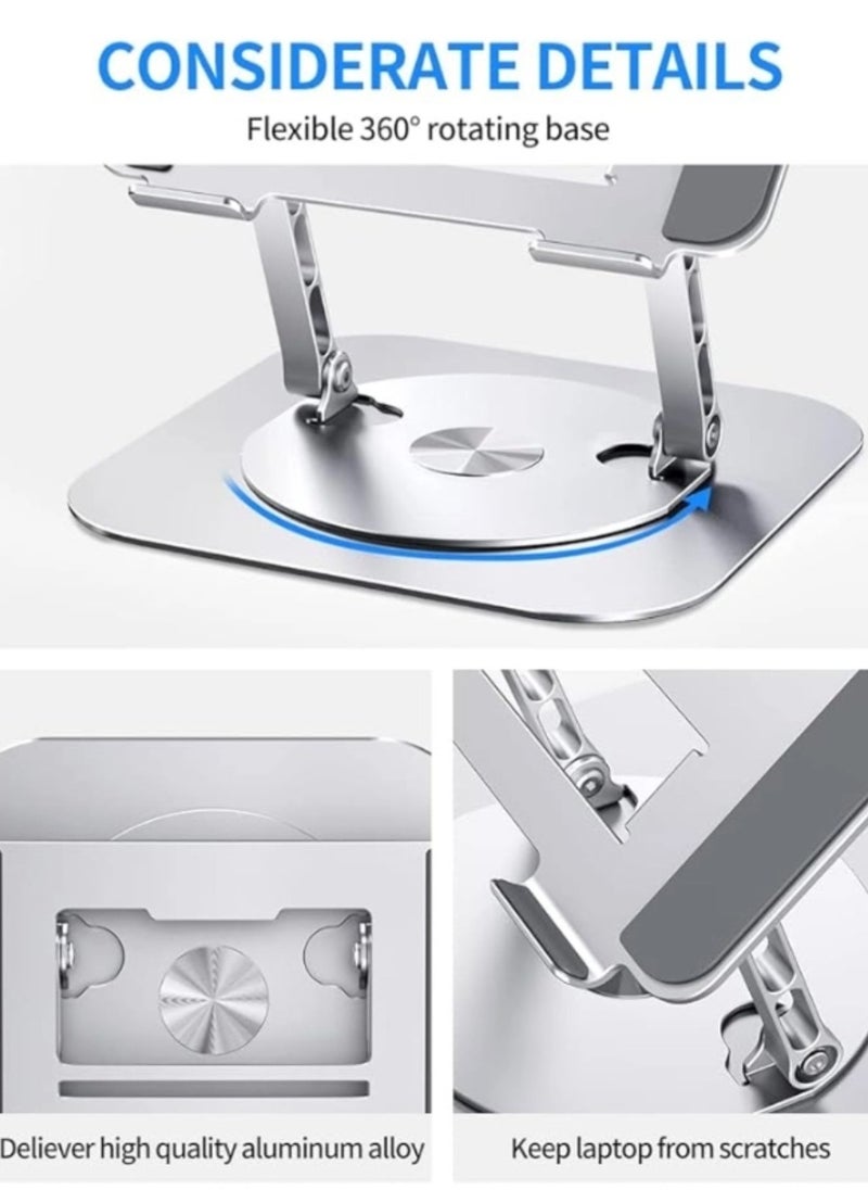 BEILINGDUN - Laptop Stand for Desk, Adjustable Computer Stand with 360° Rotating Base, Ergonomic Laptop Riser for Collaborative Work, Foldable & Portable Laptop Stand, Compatible MacBook Air Pro Dell XPS More 10-17" Laptops - Image 1