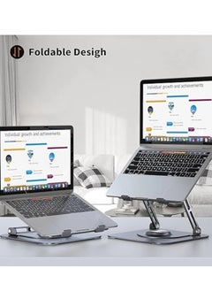 BEILINGDUN Laptop Stand for Desk, Adjustable Computer Stand with 360° Rotating Base, Ergonomic Laptop Riser for Collaborative Work, Foldable & Portable Laptop Stand, Compatible MacBook Air Pro Dell XPS More 10-17" Laptops  - Image 2