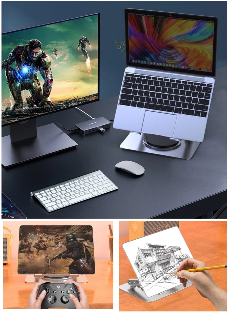 BEILINGDUN - Laptop Stand for Desk, Adjustable Computer Stand with 360° Rotating Base, Ergonomic Laptop Riser for Collaborative Work, Foldable & Portable Laptop Stand, Compatible MacBook Air Pro Dell XPS More 10-17" Laptops - Image 1