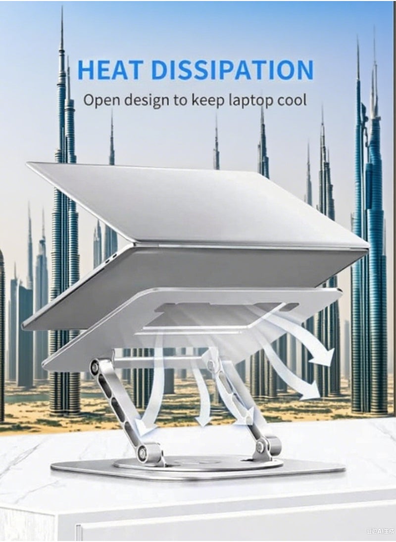 BEILINGDUN BEILINGDUN Laptop Stand - Height adjustable, 360°Rotating Base, Foldable & Portable Tour Stand with magnetic base, Ramadan gift  - Image 1