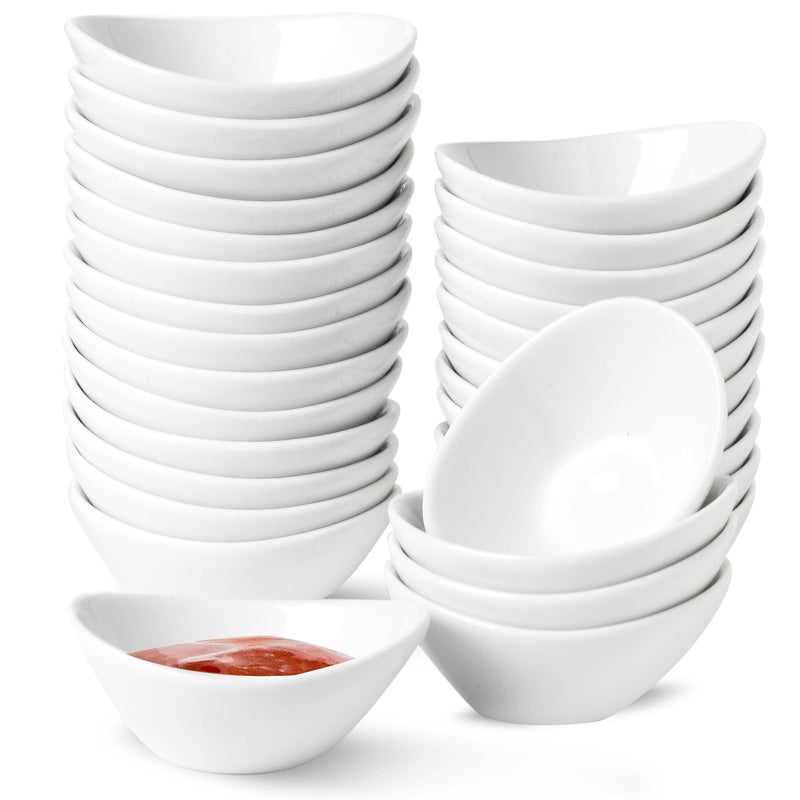 UIBFCWN Ceramic Dipping Bowls, 1.7 Oz Ceramic Soy Sauce Dishes, Porcelain Dipping Sauce Cup Pinch Bowls, Mini Bowl for Side Dishes ketchup Condiment Server Charcuterie BBQ and Party, 30 Pack - Image 1