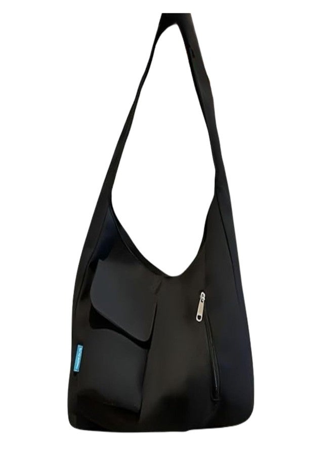 HaveGlam Collage Canvas Black | Designer Canvas Tote Bag | Sleek Shoulder Handbag with Pocket | Smart Everyday Tote | Black - Image 1