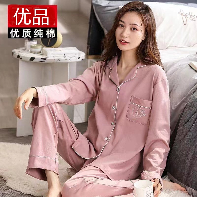 Pajamas Women'S Cotton Long Sleeve Thin Large Size 5Xl Cardigan Middle-Aged Set 100% Cotton Homewear - Image 1