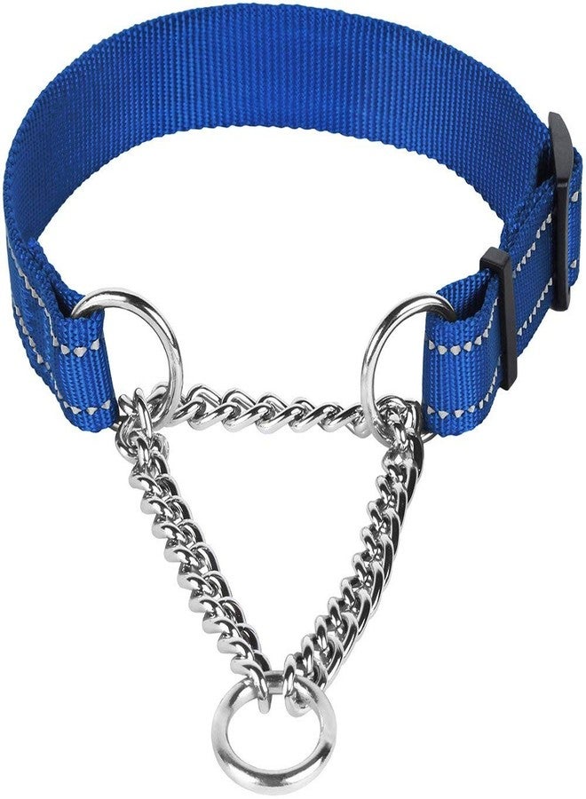 Petlicious & More® (Size - Large, Thickness - 1.25" Inch) Martingale Collar Reflective Choke Collar with Handle Chain No. 6 for Large Dogs (Adjustable 18-26" Inch Neck Size, Color Blue) - Image 2