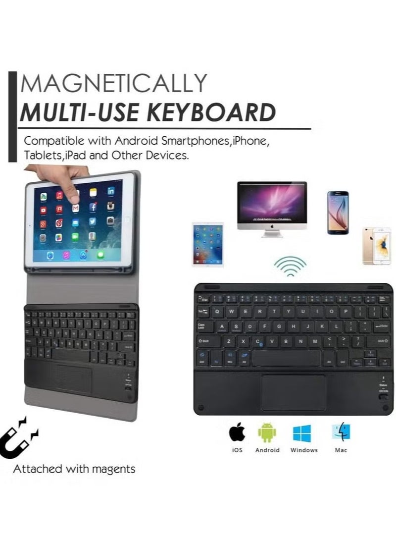 TIGER Keyboard Case for iPad Mini 7 (2024) – Compatible with Touchpad. Arabic/English Layout, Slim Lightweight Stand Cover with Magnetically Detachable Wireless Bluetooth Keyboard – Black - Image 2