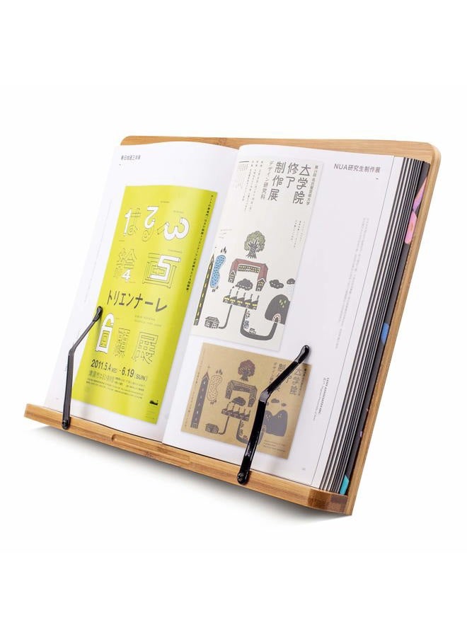 Goldwish Large A+ 15 Inch XL Bamboo Book Stands & Holders for Reading Hands Free in Bed,Cookbook,Textbook,Law,with 5 Adjustable Height Laptop Stand - Image 1