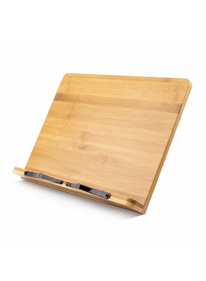 Goldwish Large A+ 15 Inch XL Bamboo Book Stands & Holders for Reading Hands Free in Bed,Cookbook,Textbook,Law,with 5 Adjustable Height Laptop Stand - Image 3