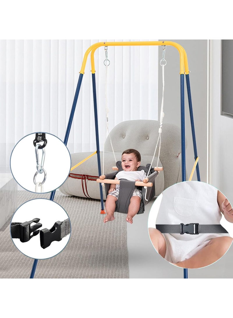 DubaiGallery كرسي معلق مضاد للسقوط للأطفال من القطن والكتان للاستخدام الداخلي أو الخارجي، أرجوحة مضادة للسقوط للرضع والأطفال الصغار - Image 3
