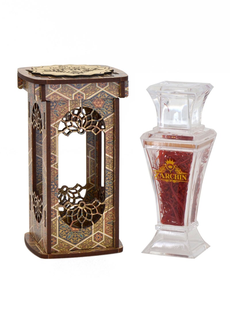 ZARCHIN Wooden Saffron Box and 1gm Super Negin Saffron - Image 1