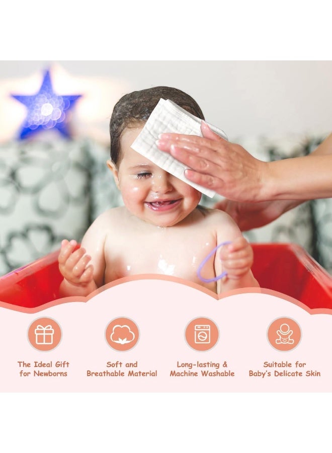 AIDEA Baby Washcloths and Burp Cloths, Absorbent Cotton Muslin Baby Towels, Large Soft Breathable Newborn Essentials for Boys and Girls, Newborn Essentials, White-10 Pack, 10"x10" - Image 5