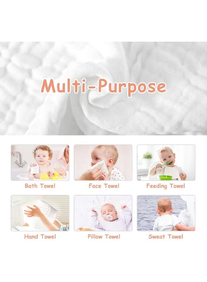 AIDEA Baby Washcloths and Burp Cloths, Absorbent Cotton Muslin Baby Towels, Large Soft Breathable Newborn Essentials for Boys and Girls, Newborn Essentials, White-10 Pack, 10"x10" - Image 3