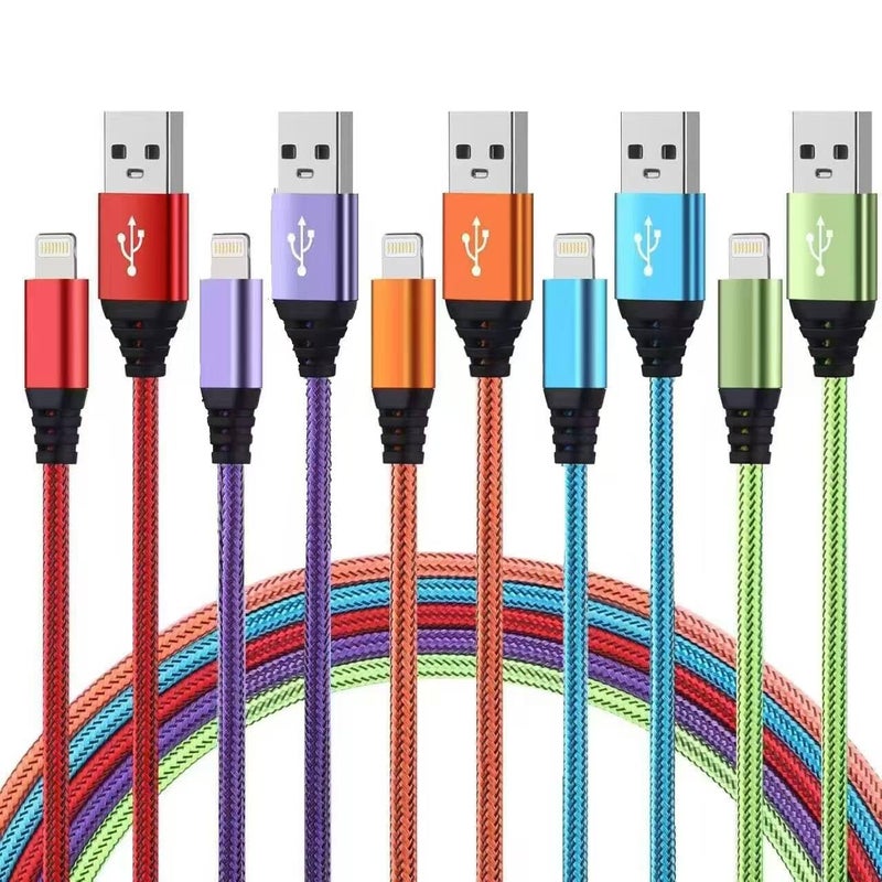 Aurnoet iPhone Charger 10FT 5Pack Apple MFi Certified Lightning Cable Fast Charging Nylon Braided USB-A to Lightning Compatible with iPhone 14/13 mini/14/13/12/11 Pro MAX/XR/XS/8/7/Plus/6S/SE/iPad - Image 1
