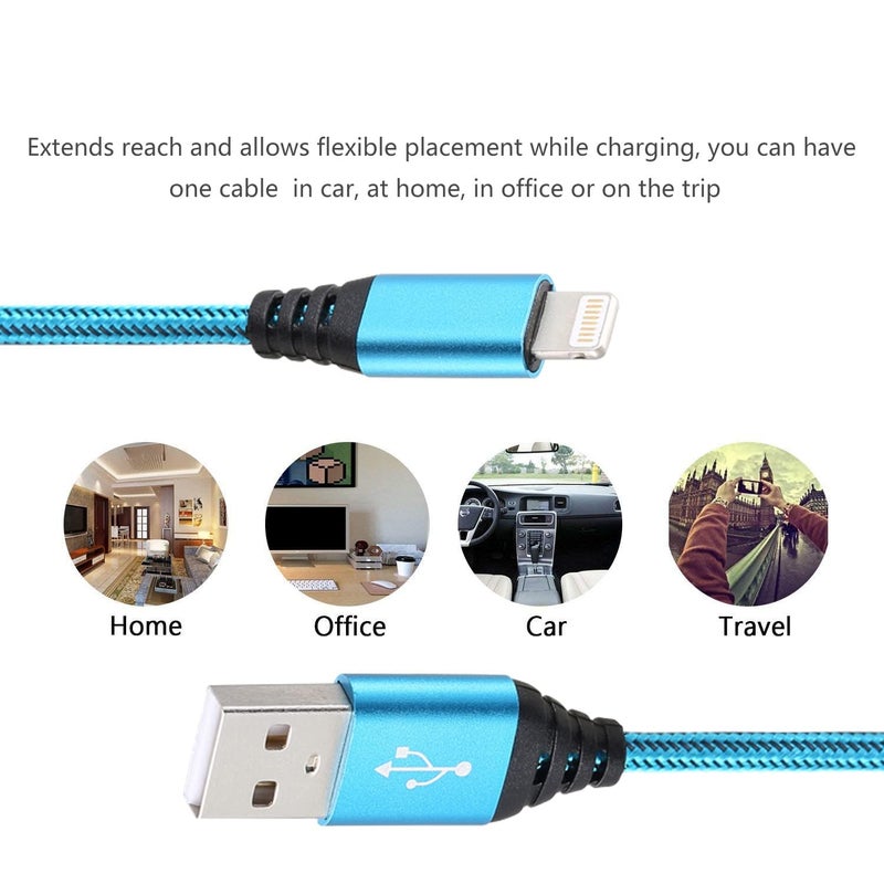 Aurnoet iPhone Charger 10FT 5Pack Apple MFi Certified Lightning Cable Fast Charging Nylon Braided USB-A to Lightning Compatible with iPhone 14/13 mini/14/13/12/11 Pro MAX/XR/XS/8/7/Plus/6S/SE/iPad - Image 5