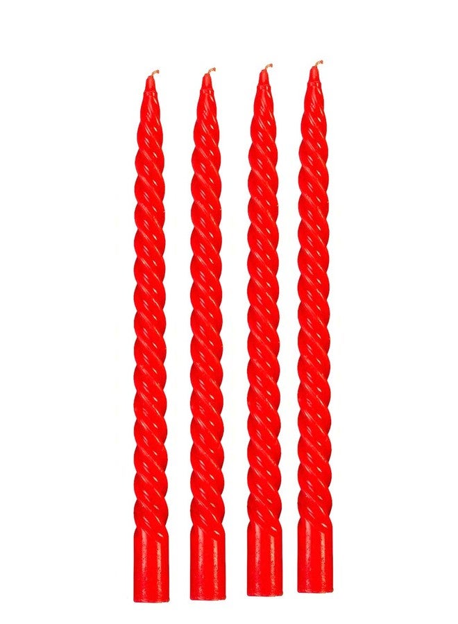 atorakushon® Paraffin Wax Smokeless Scented Red Twisted Stick Candles Decorations for Living Room Red Pack of 4 - Image 1