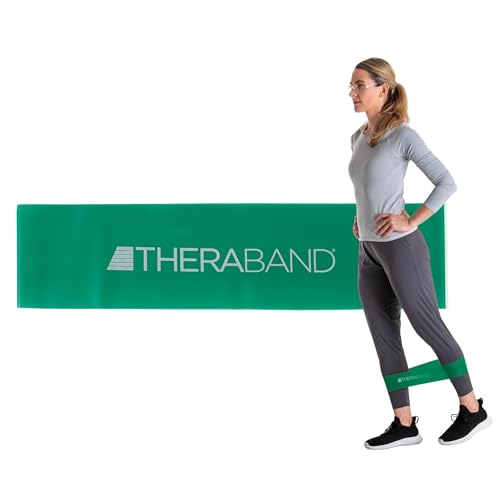 TheraBand شريط مقاومة ثيراباند، شريط لاتكس مصغر احترافي للبيلاطس السفلي، كروس فيت، يوغا، تمارين الإطالة، العلاج الطبيعي، تدريب القوة بدون أوزان، 12 بوصة، أخضر، ثقيل، مستوى متوسط 1 - Image 1