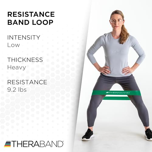 TheraBand شريط مقاومة ثيراباند، شريط لاتكس مصغر احترافي للبيلاطس السفلي، كروس فيت، يوغا، تمارين الإطالة، العلاج الطبيعي، تدريب القوة بدون أوزان، 12 بوصة، أخضر، ثقيل، مستوى متوسط 1 - Image 4