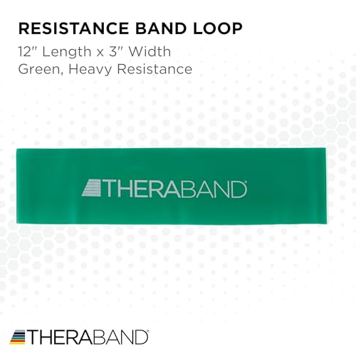 TheraBand شريط مقاومة ثيراباند، شريط لاتكس مصغر احترافي للبيلاطس السفلي، كروس فيت، يوغا، تمارين الإطالة، العلاج الطبيعي، تدريب القوة بدون أوزان، 12 بوصة، أخضر، ثقيل، مستوى متوسط 1 - Image 3