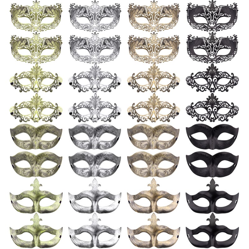 FEQO 32 Pieces Masquerade Masks Vintage Antique Venetian Masks Masquerade Party Mask - Image 1