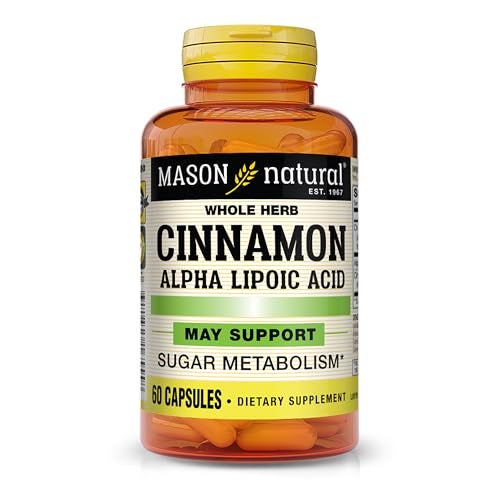 MASON NATURAL Whole Herb Cinnamon with Alpha Lipoic Acid Chromium for Daily Wellness Support 60 Capsules