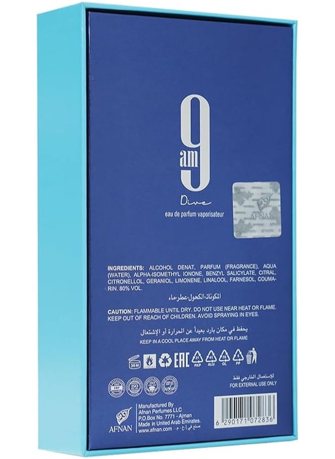 Afnan AFNAN 9 AM Dive Unisex Eau De Parfum, 100 ML  - Image 2