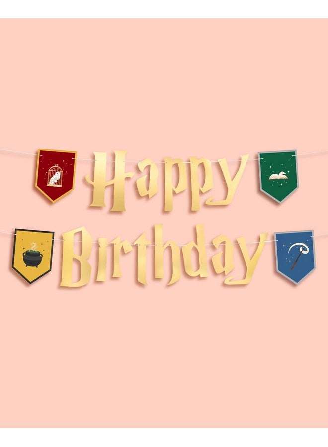 xo, Fetti Wizard Happy Birthday Banner - Gold Foil, 6.5 Ft. | Bday Garland, Kids Party Decoration, Magic Theme Sign, Photoshoot Backdrop - Image 4
