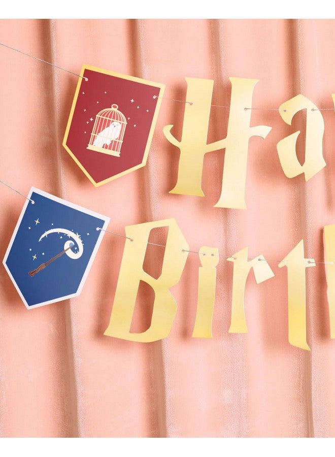 xo, Fetti Wizard Happy Birthday Banner - Gold Foil, 6.5 Ft. | Bday Garland, Kids Party Decoration, Magic Theme Sign, Photoshoot Backdrop - Image 5