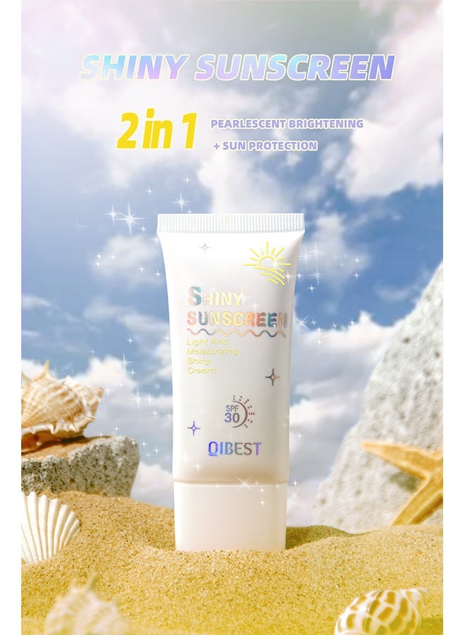 QiBest Shiny Sunscreen - Light And Moistunizing Shiny Cream Shimmer Face Sunscreen for All Skin Types - Image 5
