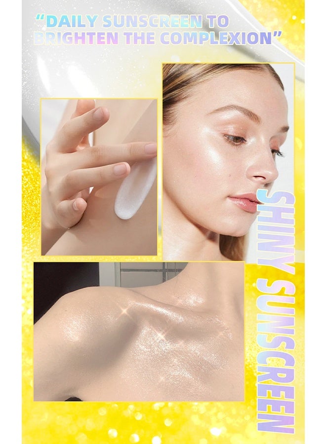 QiBest Shiny Sunscreen - Light And Moistunizing Shiny Cream Shimmer Face Sunscreen for All Skin Types - Image 3