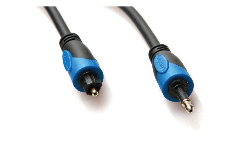 BlueRigger Toslink to Mini-Toslink Digital Optical S/PDIF Audio Cable (NOT a 3.5mm aux Cable) with Strain-Relief PVC Jacket and Gold-Plated connectors compatible with MI 4K Box (6 feet/1.8 Meters) - Image 1