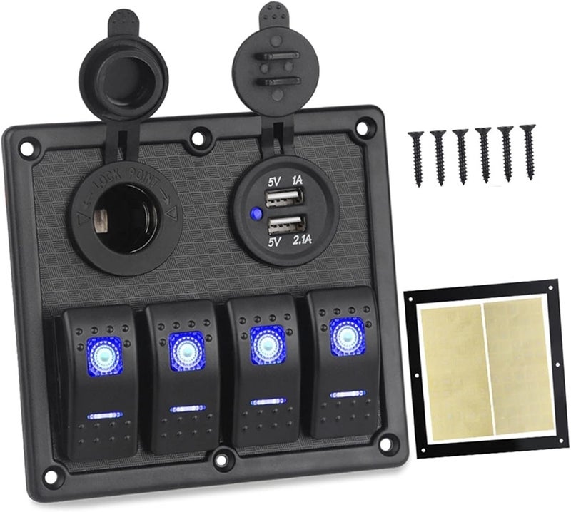 DEMULAX 4 Gang Boat Rocker Switch Panel - Image 1
