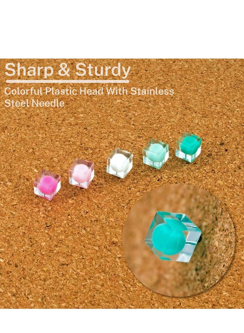 Excefore Push Pins for Cork Board, 80PCS Clear Decorative with Case,  Thumb Tacks and Bulletin Office Decor Women, Cubicle Desk Accessories (White Pink Green)  - Image 3