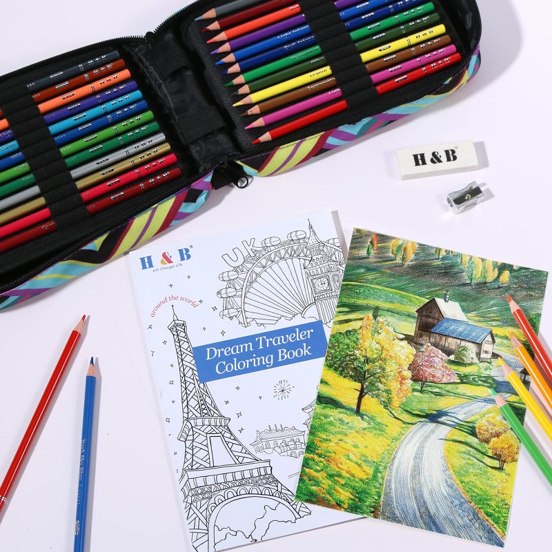 HB H & B 72 Colored Pencils Set, Art Pencil Kit for Adult Coloring,Oil Based Soft Core, Ideal for Coloring Sketching Shading,Art Set for Kids Teens Beginner Wooden Color Pencils - Image 2