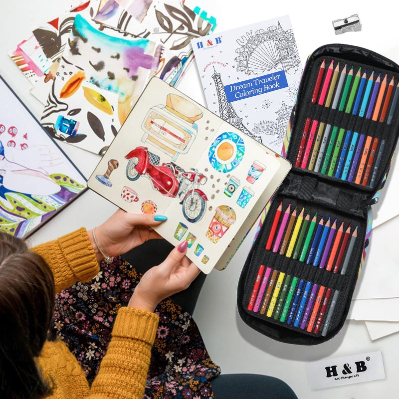 HB H & B 72 Colored Pencils Set, Art Pencil Kit for Adult Coloring,Oil Based Soft Core, Ideal for Coloring Sketching Shading,Art Set for Kids Teens Beginner Wooden Color Pencils - Image 5