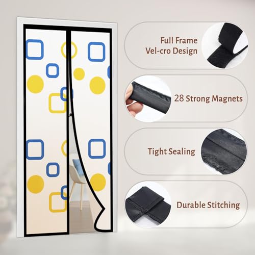 Turtlegrip AC Curtain | Magnetic Thermal Screen with Printed Translucent Design | Insect, Dust & Heat Barrier | Privacy Sheet for Doors | (200x100 cm) | Non-Customizable - Image 3