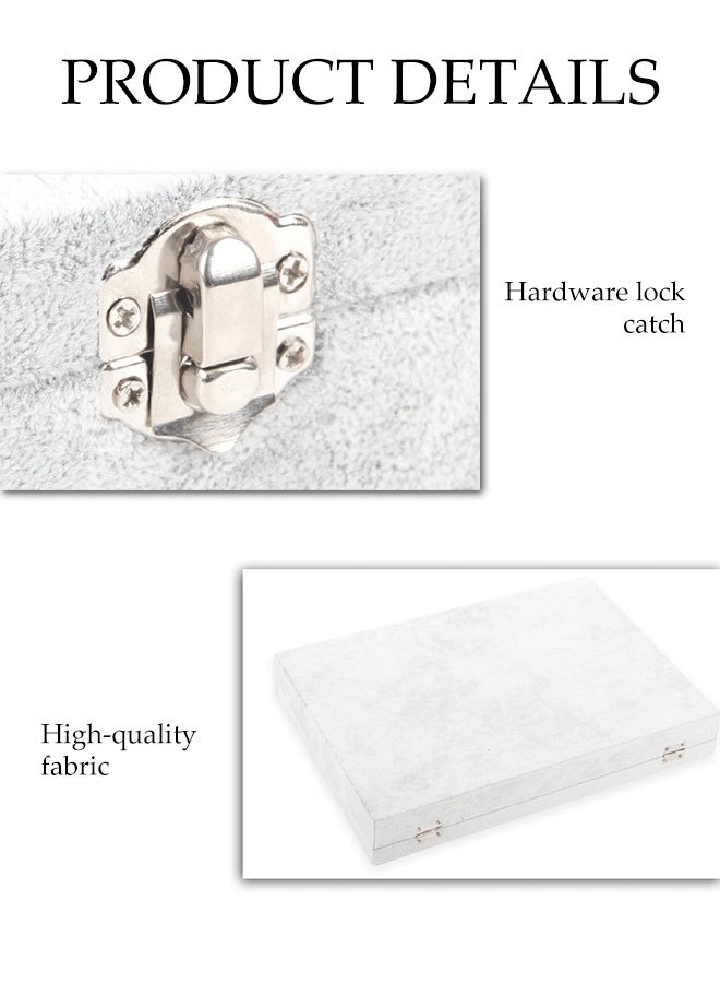 Ice Velvet Jewelry Box Display Case with a Clear Glass Window,Women Multifunctional Jewelry Storage, 24Grids for Earrings Rings Storage Grey - Image 4