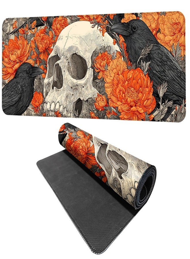 THISFIND Mouse Pad Desk Mat for Desktop, Large 31.5" x 11.8" Extended Gaming Mousepad with Skull and Raven Design, Waterproof Non-Slip Rubber Base, Computer Laptop Desk Accessories for Women Men Home Office - Image 1