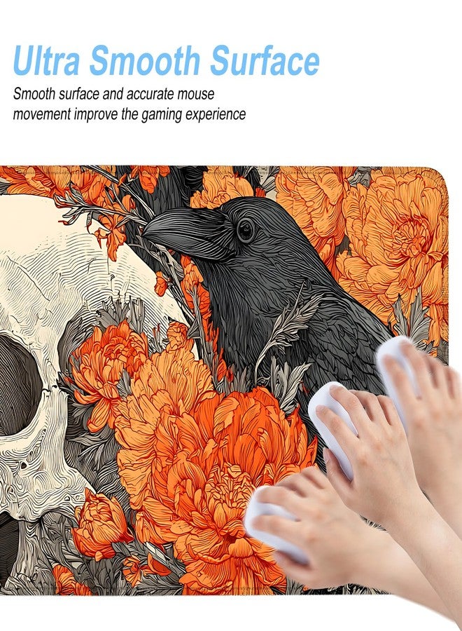 THISFIND Mouse Pad Desk Mat for Desktop, Large 31.5" x 11.8" Extended Gaming Mousepad with Skull and Raven Design, Waterproof Non-Slip Rubber Base, Computer Laptop Desk Accessories for Women Men Home Office - Image 4