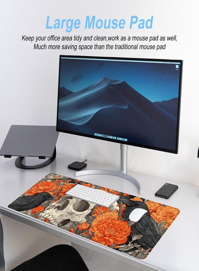 THISFIND Mouse Pad Desk Mat for Desktop, Large 31.5" x 11.8" Extended Gaming Mousepad with Skull and Raven Design, Waterproof Non-Slip Rubber Base, Computer Laptop Desk Accessories for Women Men Home Office - Image 5