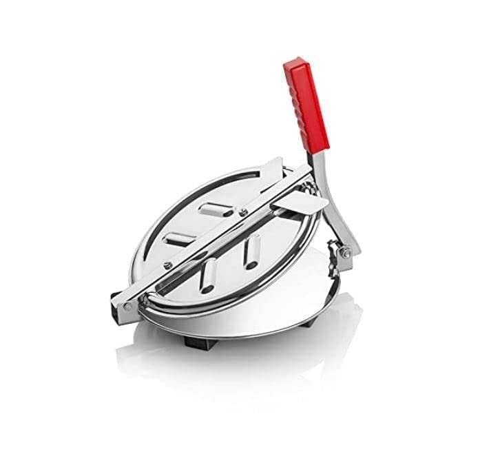 Dweezhet Stainless Steel Puri Maker Press Machine with Handle Manual Stainless Steel Roti Press PapadKhakhraChapati Maker with Pre Fitted Handle Large Size - Image 1