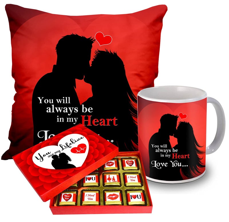 Midiron Romantic Chocolate Gift Box for Valentine, Birthday, Anniversary, Karwa Chauth & Special Day - Love Pack for Wife, Girlfriend, Husband, Boyfriend - 12*12 Inch, 400 Grams - Image 1