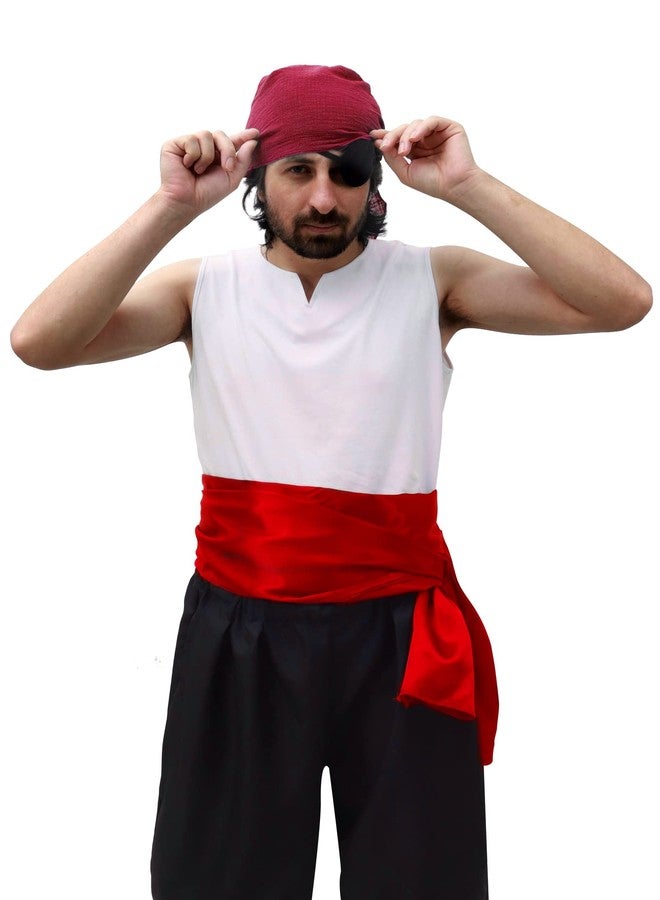 C-ZOFEK Karate Sash Kung Fu Suit Satin Waist Belt 2 PCS 126”*13” for Pirate Cosplay Anime Accessories (Black+Red) - Image 5