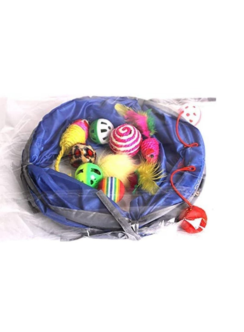 Pet Cat Toy Kit Collapsible Tunnel Cat Bell Feather Mice Shape Toy for Pet Kitten Dog Cat Interactive Play Supplies - Image 5