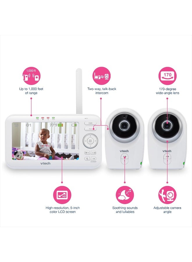 VTech VM351-2 Video Baby Monitor with Interchangeable Wide-Angle Optical Lens and Standard Optical Lens - Image 5