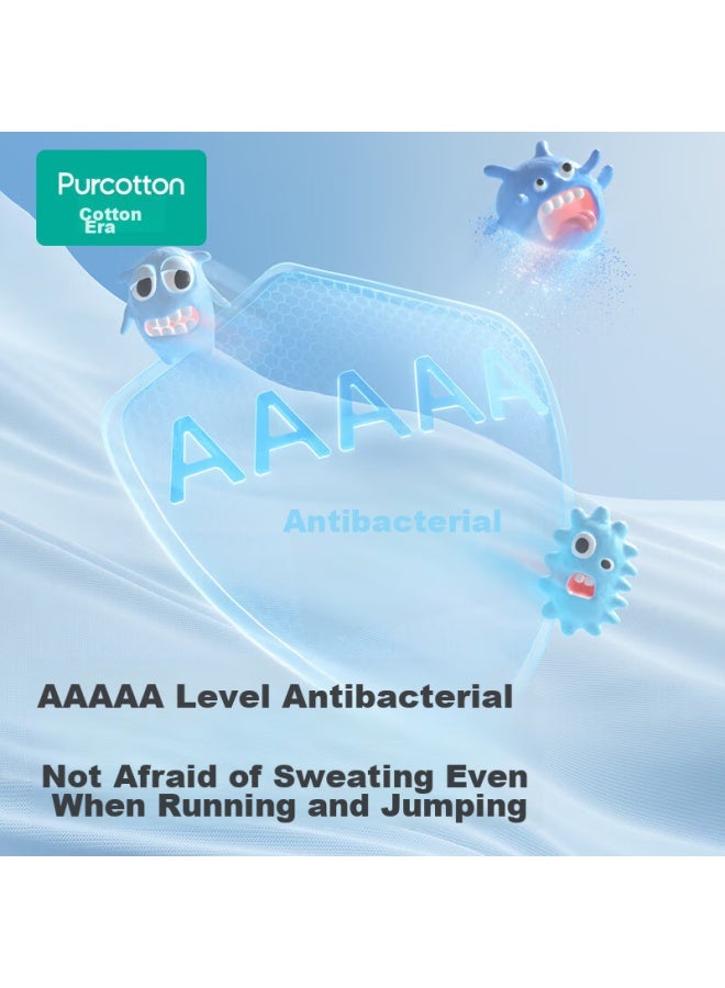 Purcotton Back-to-school Essential Children's Socks Seamless Socks 5a Grade Antibacterial Deodorant Sweat-absorbent Uni Kids Socks 20 - Image 2