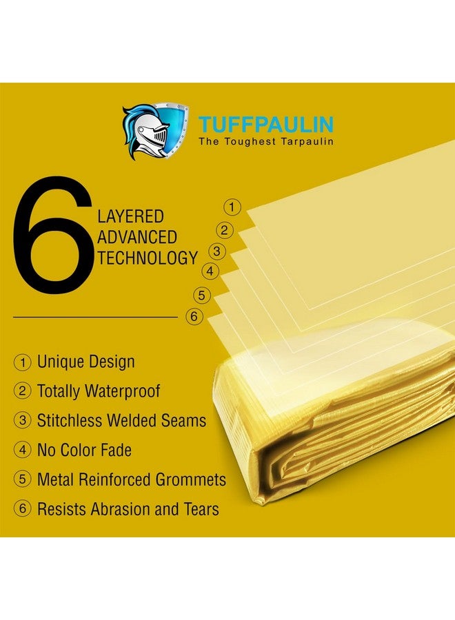 TUFFPAULIN Plastic 21Ft X 14Ft 120 Gsm Yellow Tarpaulin Tirpal Tadpatri Tharpai Thadika, Extra Strong, Reinforced Eyelets, Uv Resistant, 100% Waterproof Virgin, 6 Layer Mlcl 3D Rib Technology-1 No. - Image 2